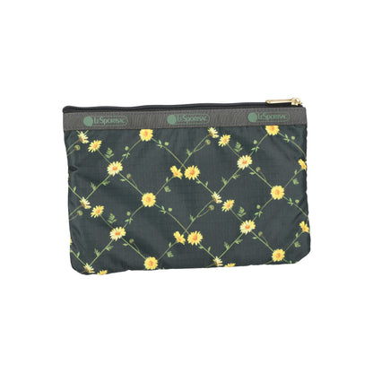 3-Zip Cosmetic Daisy Cross Green