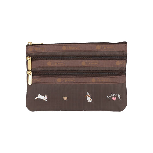 3-Zip Cosmetic Bunny Embroidery