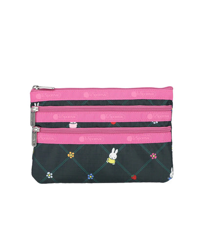 LeSportsac x Miffy 3-Zip Cosmetic Miffy Orchard Green/Pink