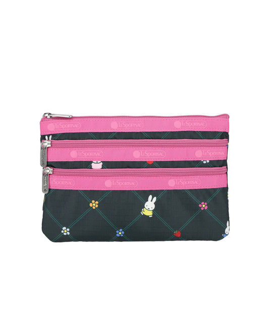 LeSportsac x Miffy 3-Zip Cosmetic Miffy Orchard Green/Pink