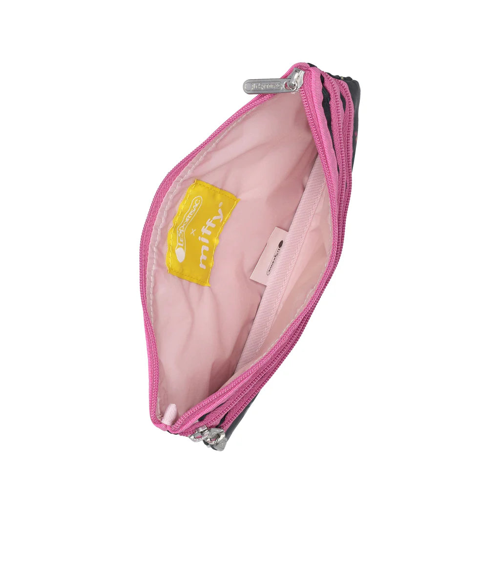 LeSportsac x Miffy 3-Zip Cosmetic Miffy Orchard Green/Pink