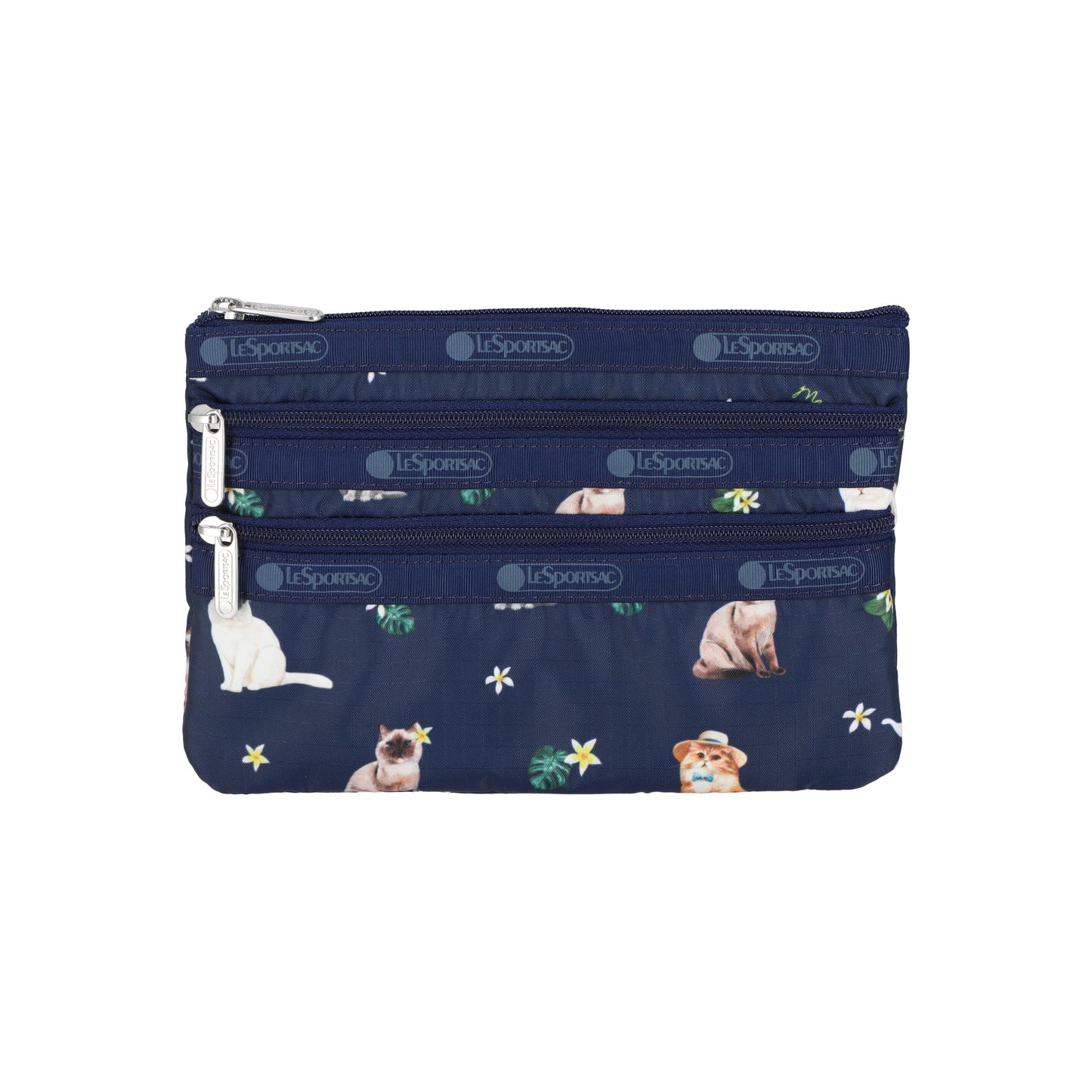 3-Zip Cosmetic Tropical Meow Cat