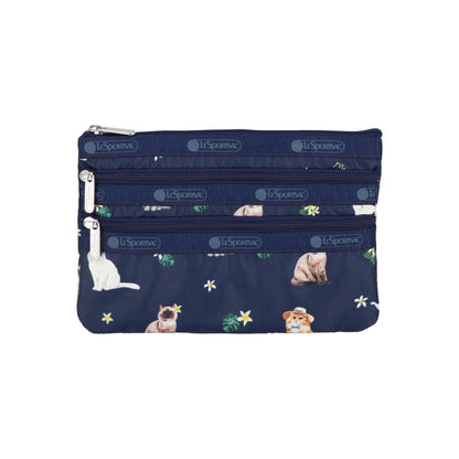 3-Zip Cosmetic Tropical Meow Cat