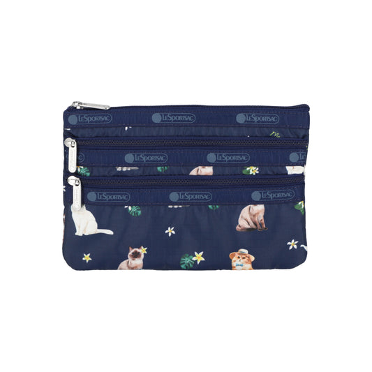 3-Zip Cosmetic Tropical Meow Cat