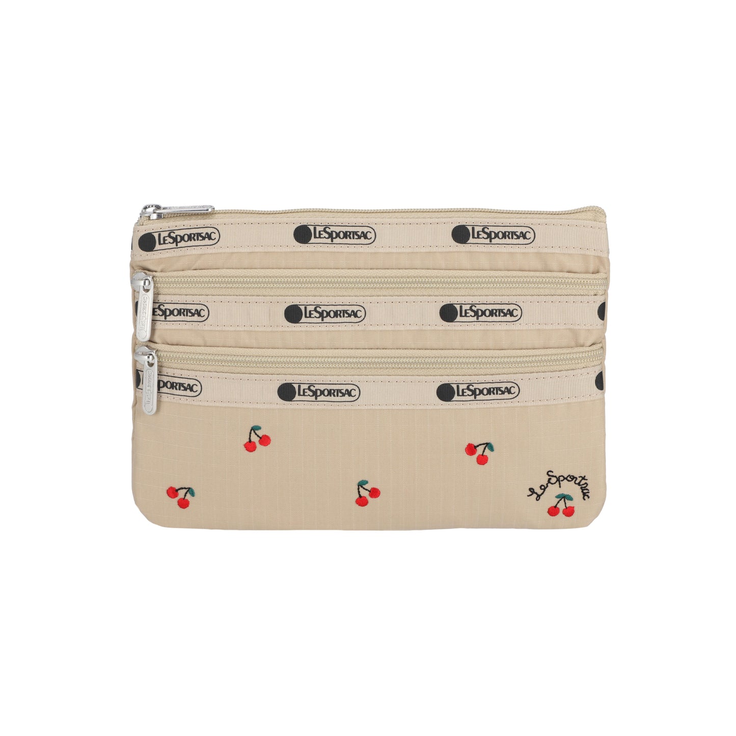 3-Zip Cosmetic Cherry Embroidery