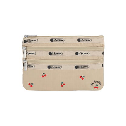 3-Zip Cosmetic Cherry Embroidery