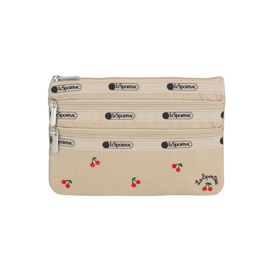 3-Zip Cosmetic Cherry Embroidery