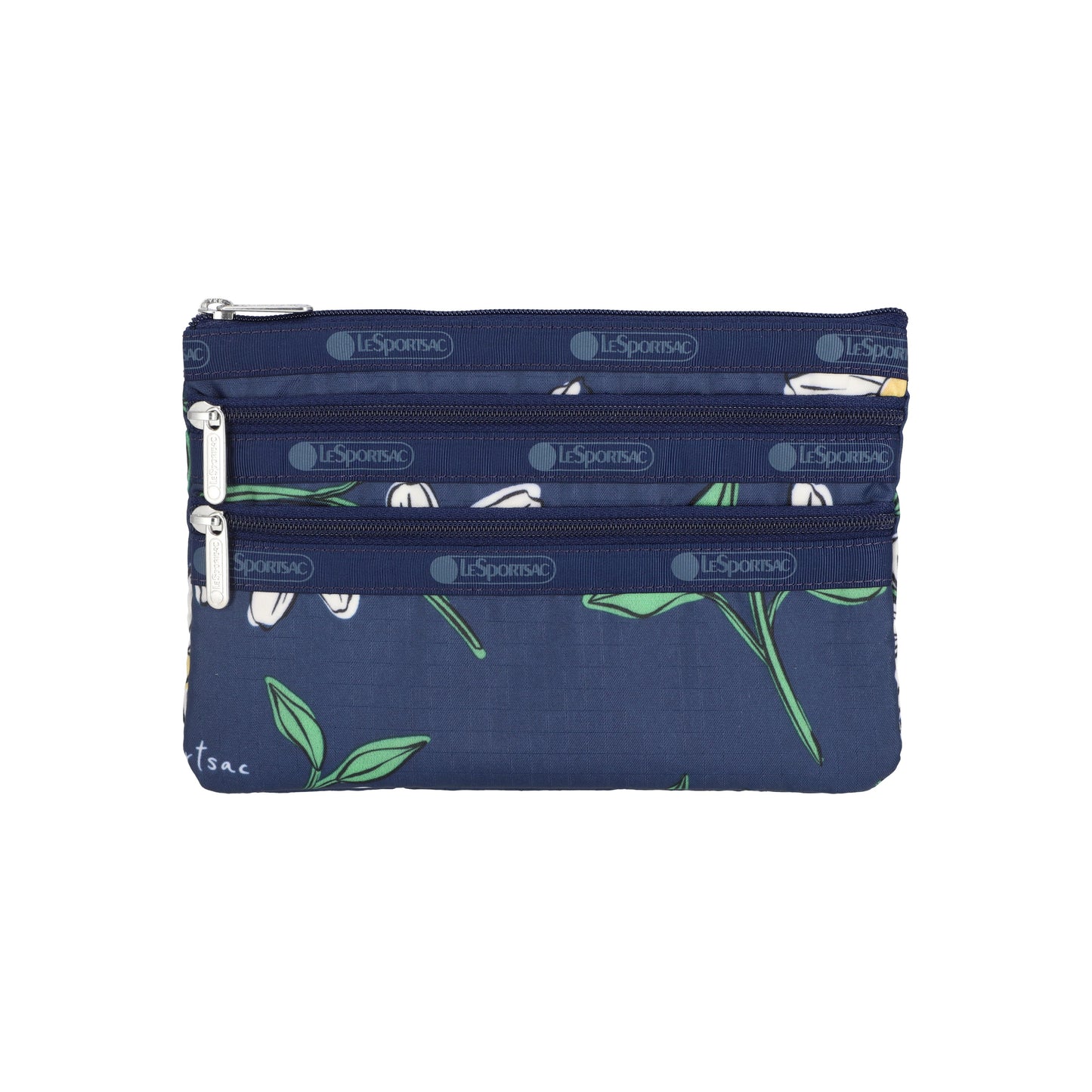 3-Zip Cosmetic Floral Blooms Navy