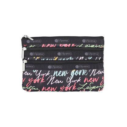 3 Zip Cosmetic Nyc Script Black