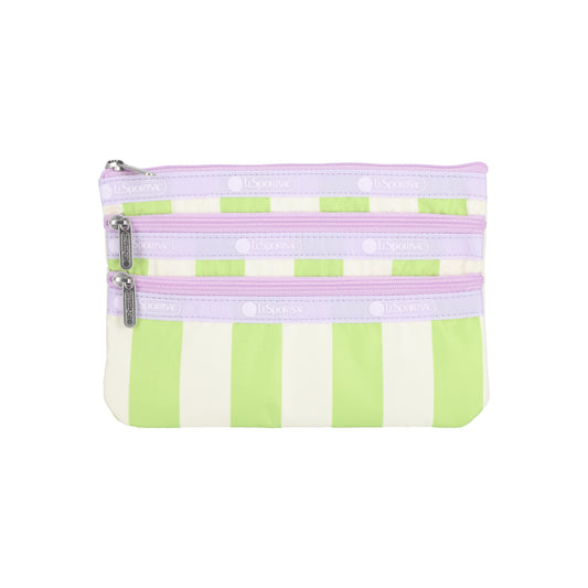 3-Zip Cosmetic Pastel Stripes