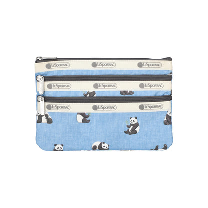 3 Zip Cosmetic Relaxing Panda Indigo