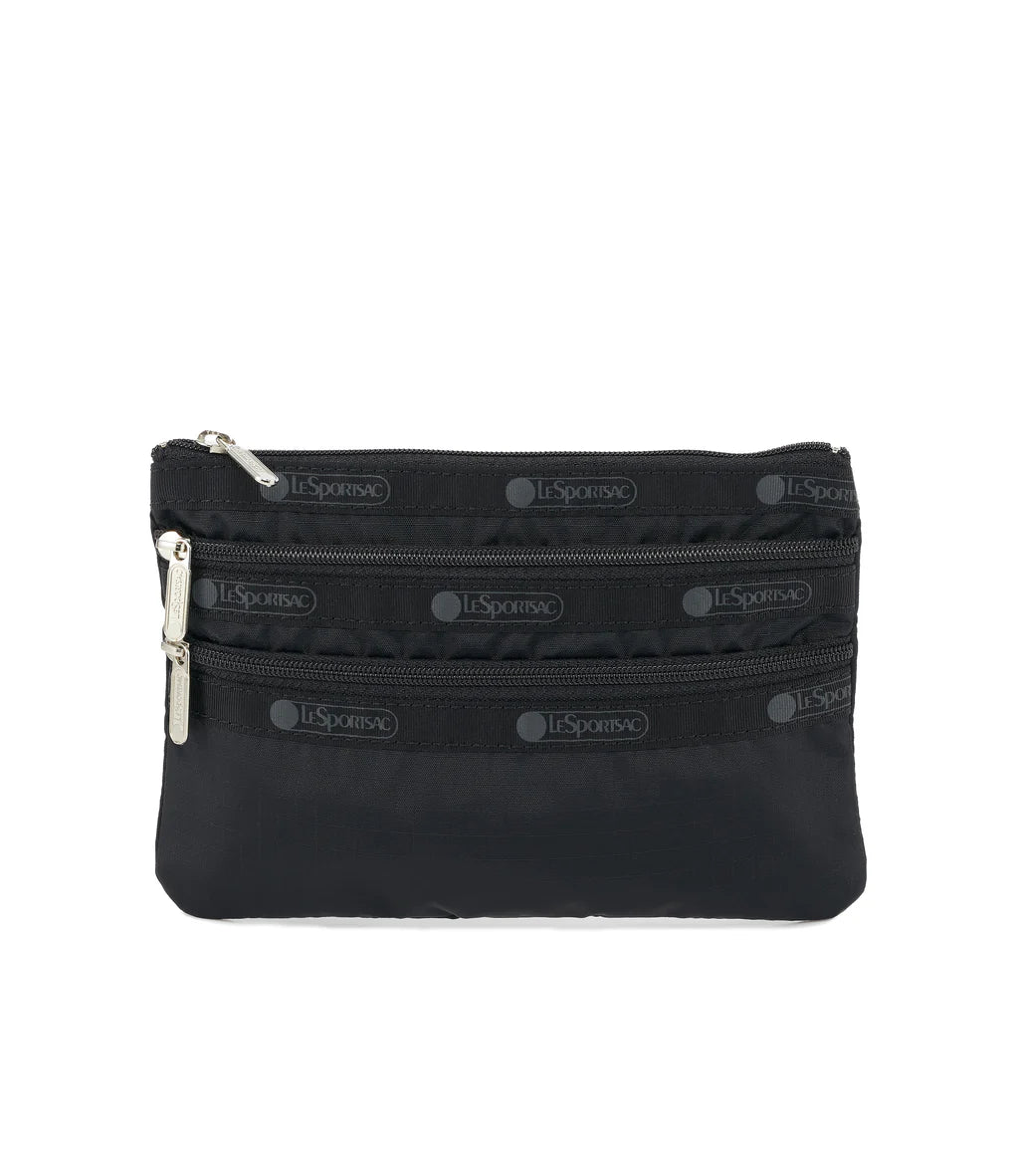 3 Zip Cosmetic Recycled Black