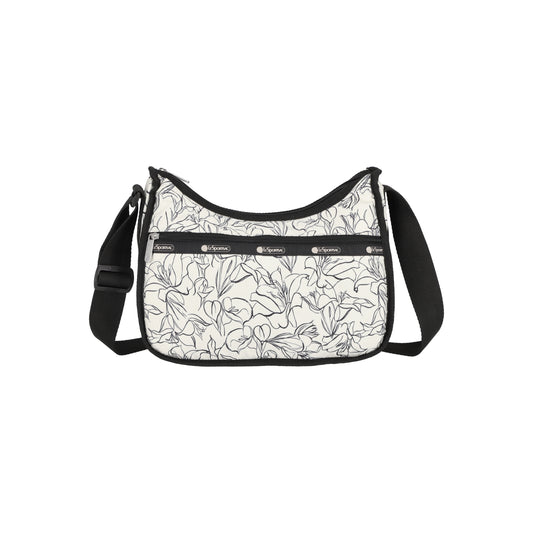Sketched Floral Ivory Classic Hobo