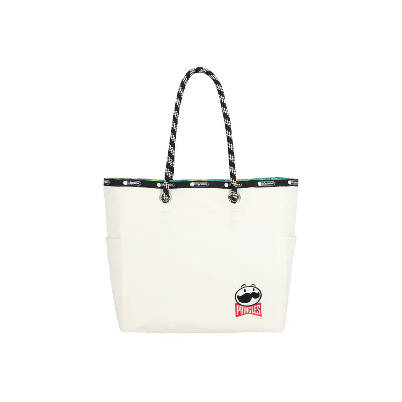 Lesportsac x Pringles Medium 2 Way Tote Mr P Embroidery