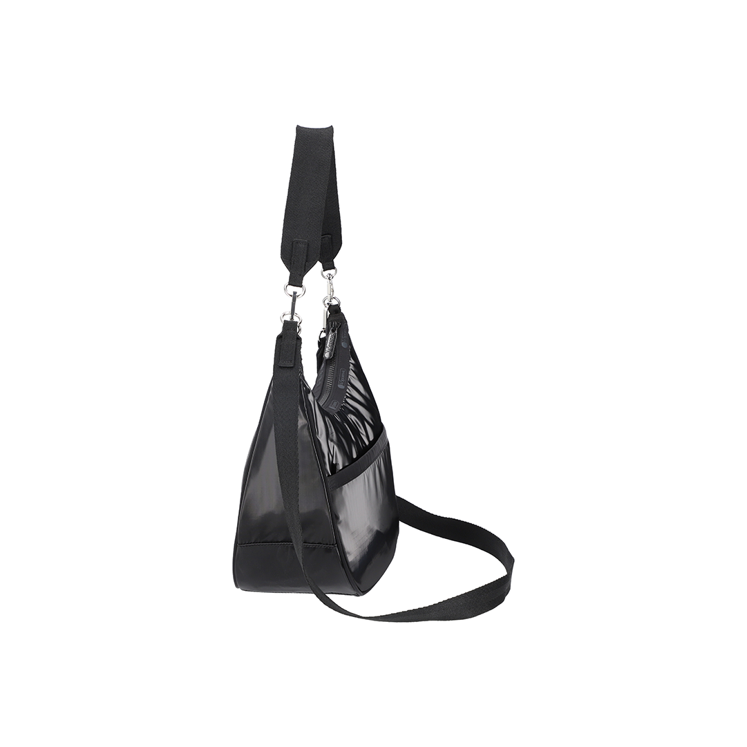 Black Shine N/S Convertible Hobo Bag