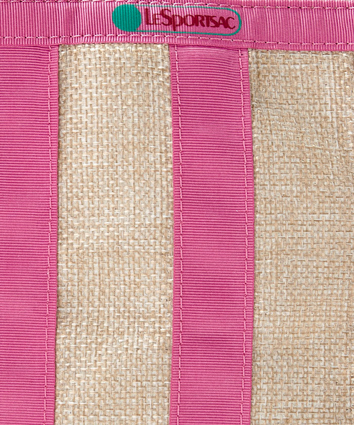 Stripe Flamingo Large Bamboo Book Tote Bag