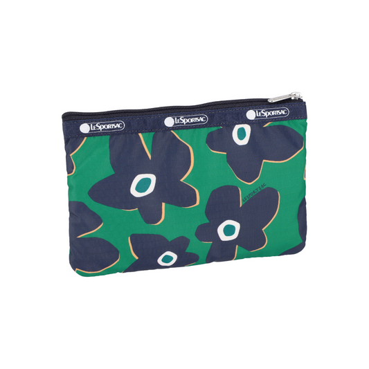 Cutout Floral 3-Zip Cosmetic Pouch