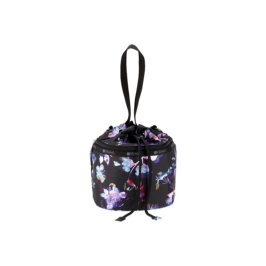 Shadow Floral Drawstring Bucket Crossbody Bag