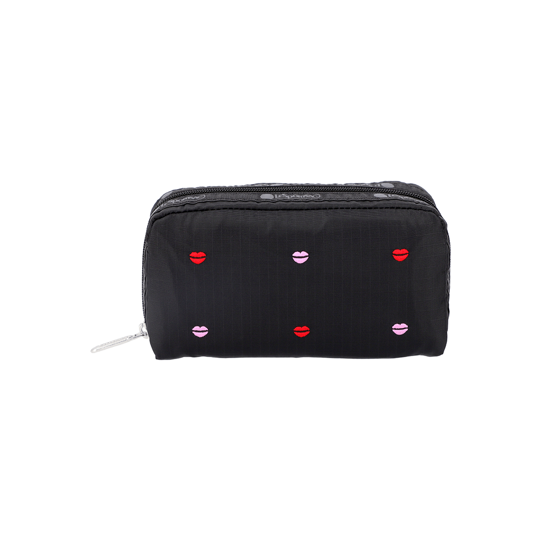 Embroidered Lips Rectangular Cosmetic Pouch
