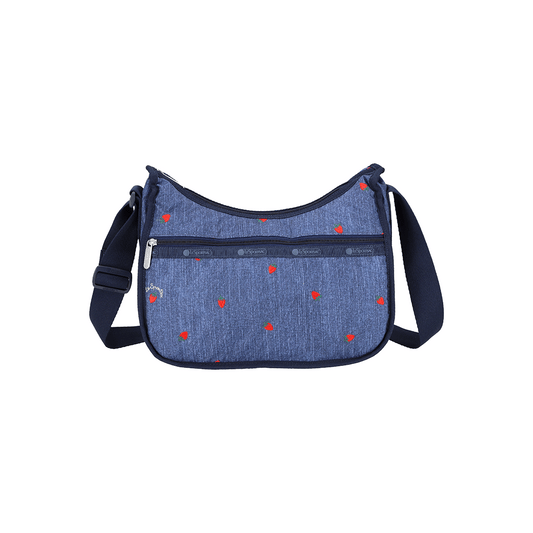 Denim Strawberry Classic Hobo Bag