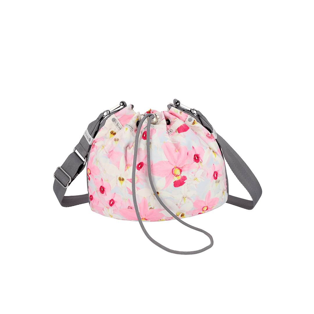 Orchid Bloom Convertible Drawstring Crossbody Bag