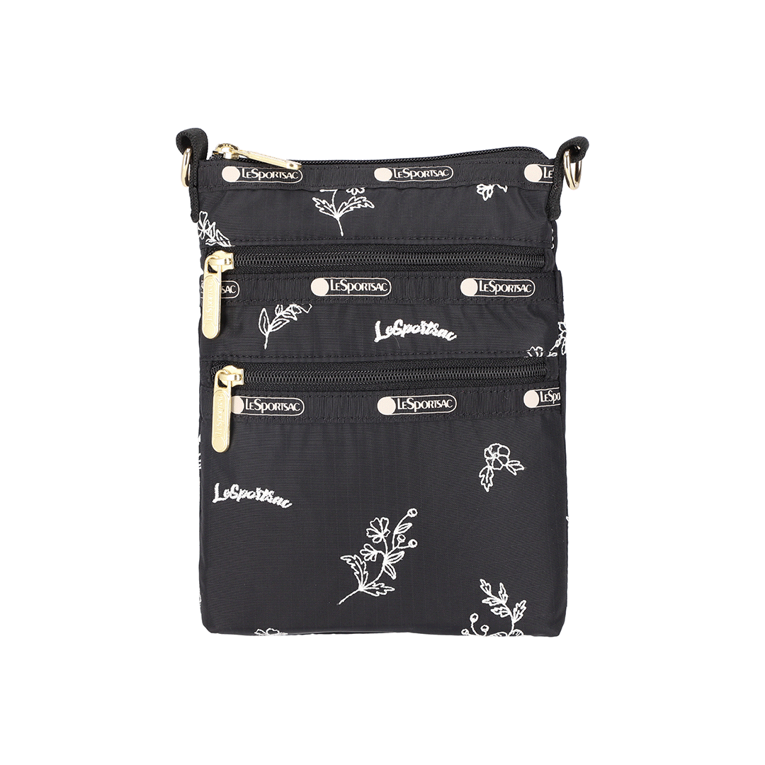 Joyful Flowers Embroidery 3 Zip Crossbody Bag
