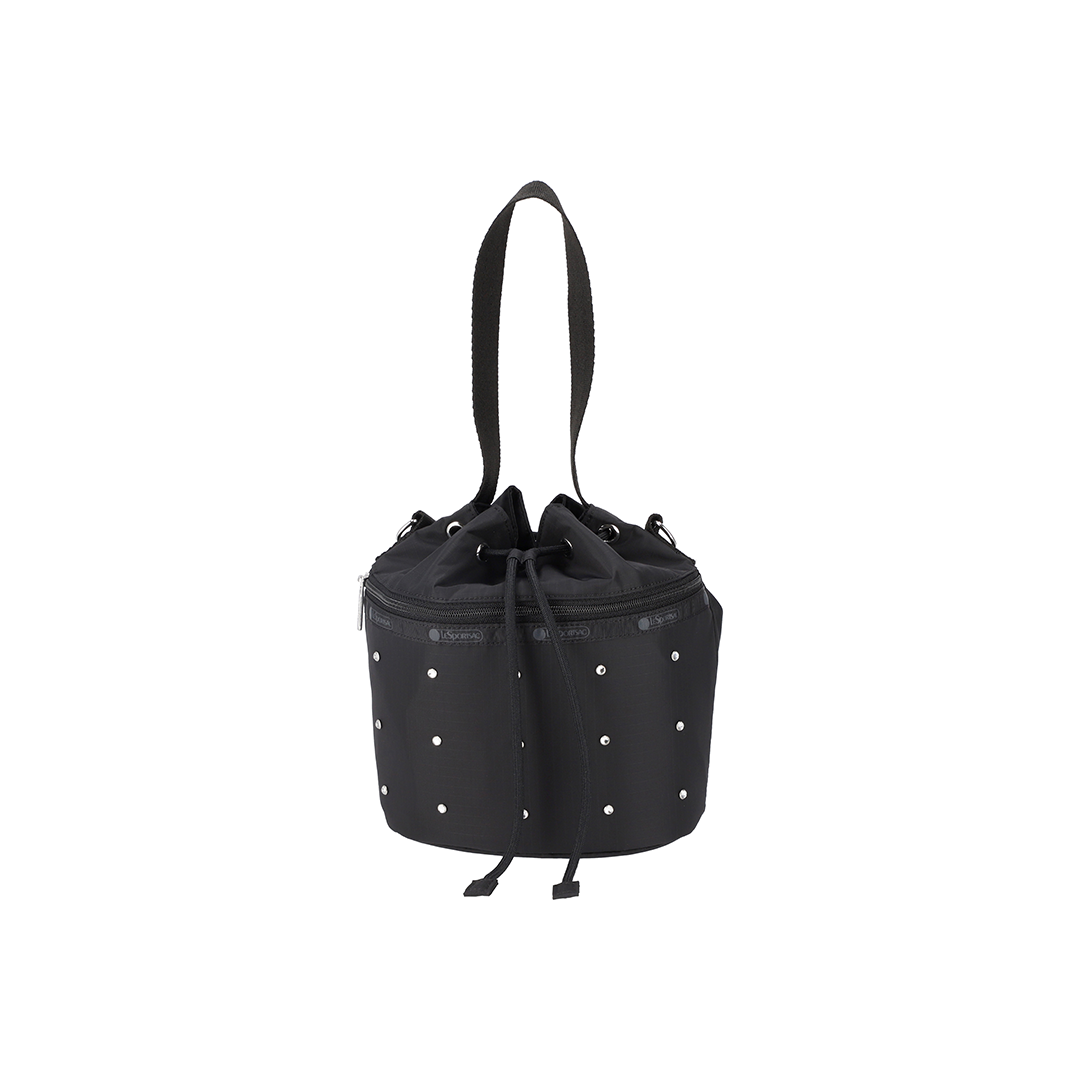Bijou Black Drawstring Bucket Crossbody Bag