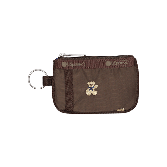 Teddy Bear Embroidery Key Card Holder Pouch