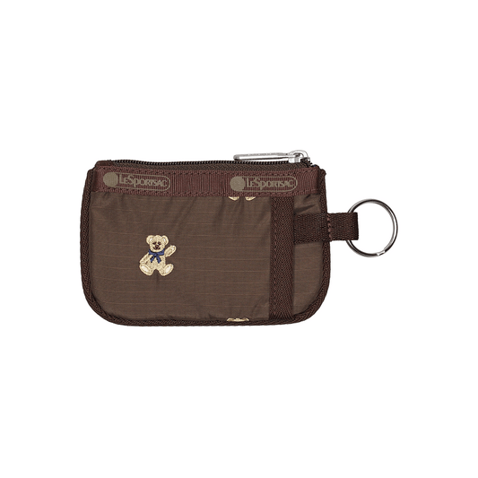 Teddy Bear Embroidery Key Card Holder Pouch